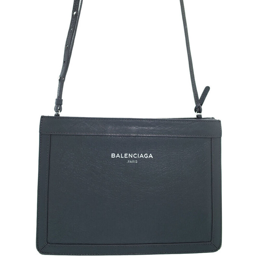 BALENCIAGA Leather Navy Blue Clutch Bag - Picture 1 of 9